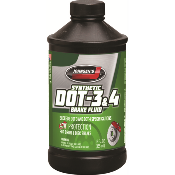 Johnsen's Premium Synthetic DOT-3&4 Brake Fluid JOH 5012 12oz / JOH 5032 32oz/ JOH 5034 GL