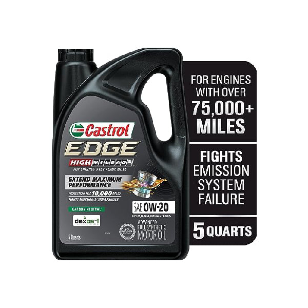 Castrol EDGE High Mileage 0W20 Advanced Full Synthetic Motor Oil 5QT #CAS15B0D2