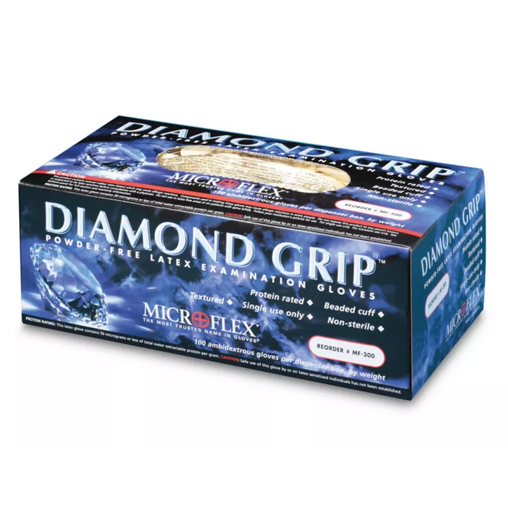Microflex® Diamond Grip® Latex Gloves - Powder-Free Medium MF300M ...