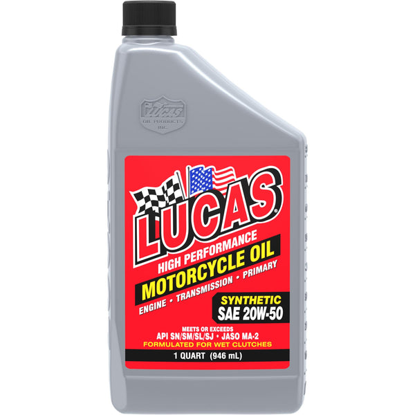LUCAS High Performance Synthetic Motorcycle Oil SAE 20W-50 QT 10702L